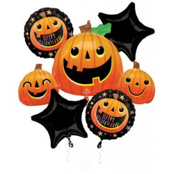 PALLONE MYLAR KIT HALLOWEEN PUMPKIN BOUQUET 5pz