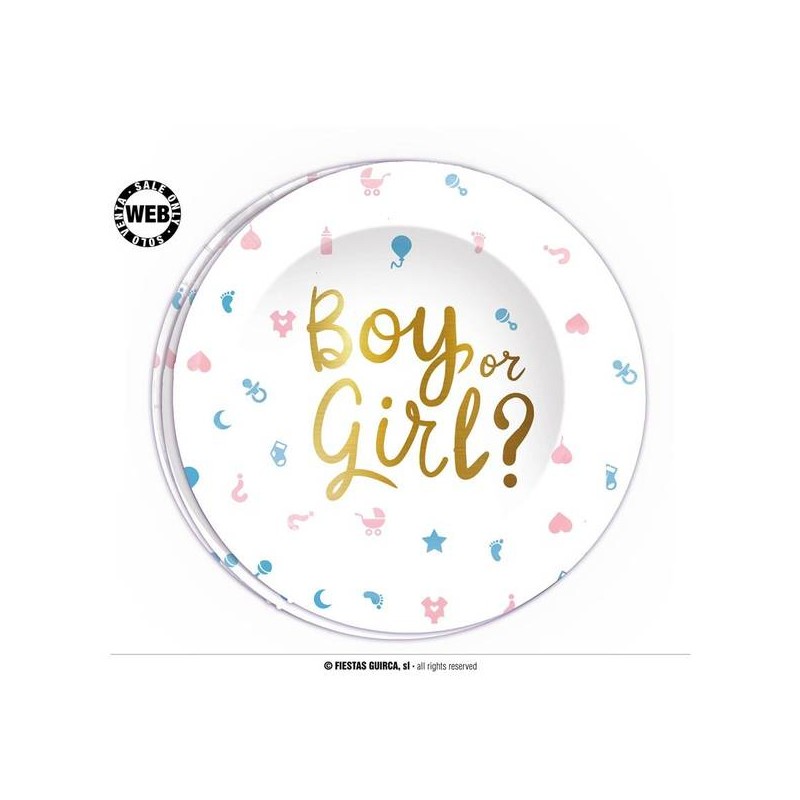 PIATTI CARTA BOY OR GIRL STAMPA HOT GOLD 6pz