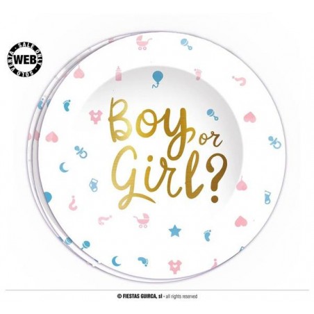 PIATTI CARTA BOY OR GIRL STAMPA HOT GOLD 6pz