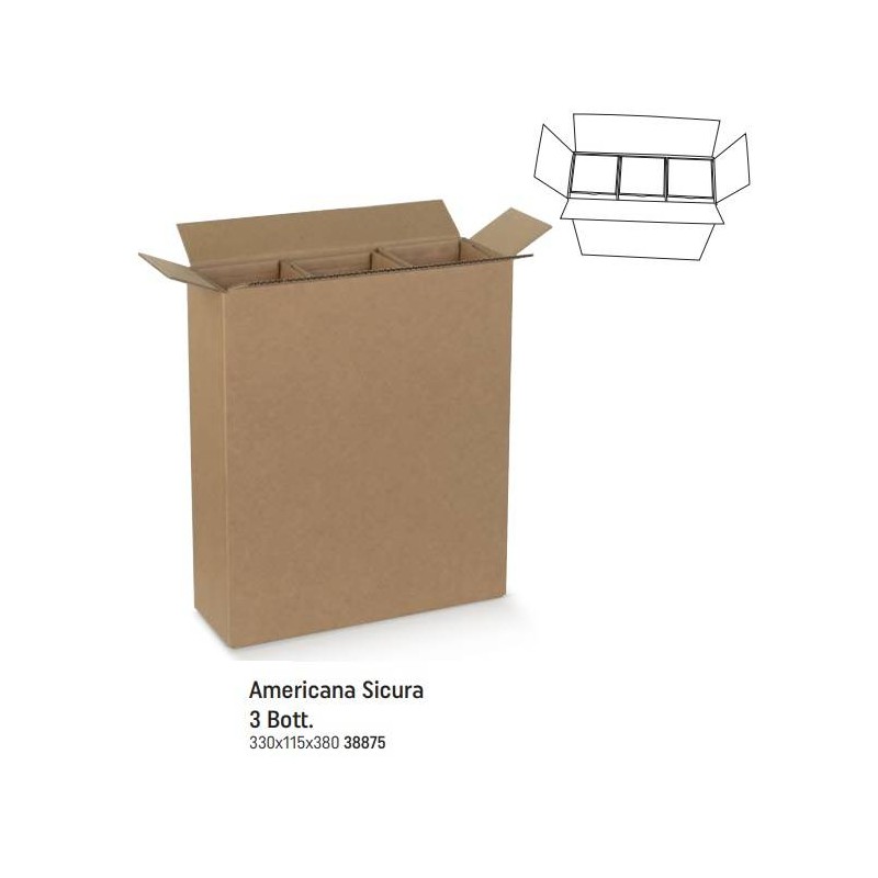 SCATOLA AMERICANA SICURA PORTA 3 BOTTIGLIE 33x11,5x38cm