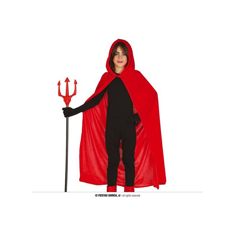 MANTELLO BAMBINO VELLUTO ROSSO CON CAPPUCCIO 100cm