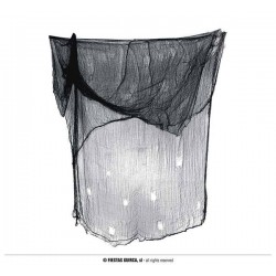 TELO IN STOFFA NERO EFFETTO RAGNATELA 200x500cm