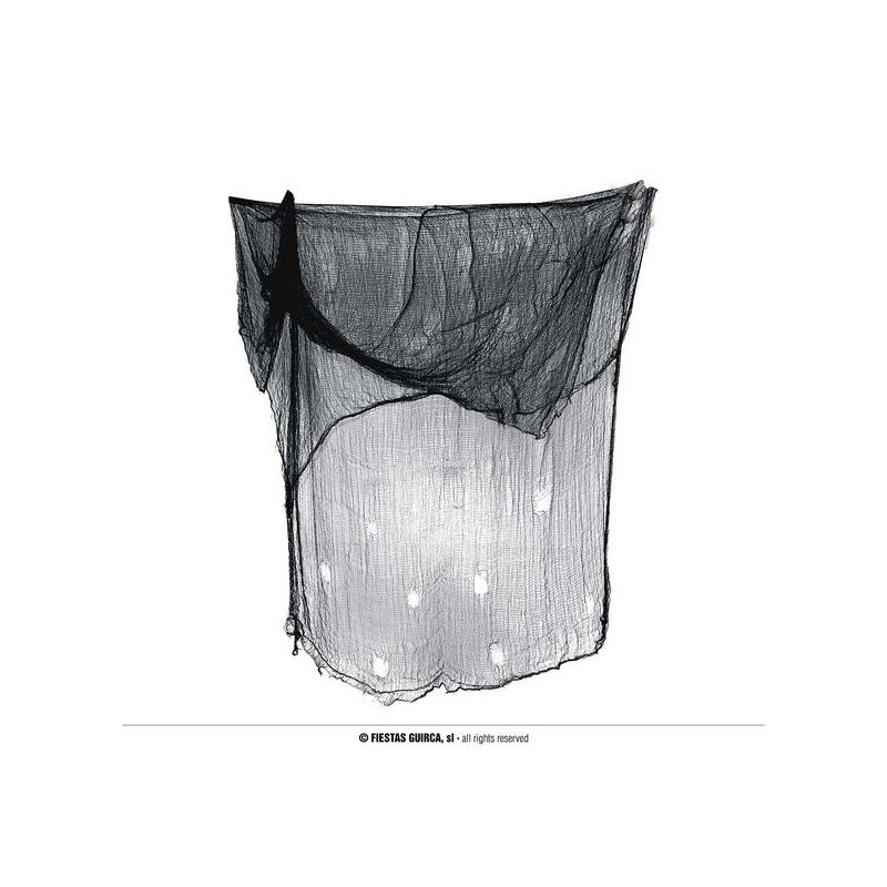 TELO IN STOFFA NERO EFFETTO RAGNATELA 200x500cm