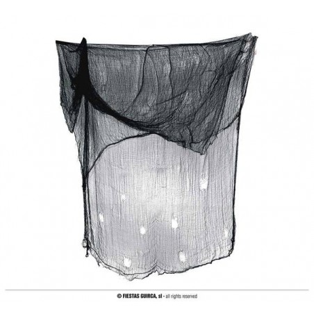 TELO IN STOFFA NERO EFFETTO RAGNATELA 200x500cm