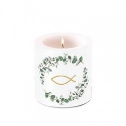 CANDELA SMALL COMUIONE RAMI BIANCHI ø7,5x9cm