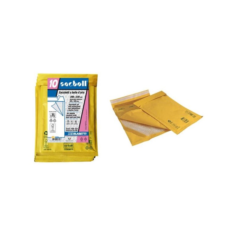 BUSTA IMBOTTITA SACBOLL int.22x23cm est.25x39cm FG 10 PEZZI