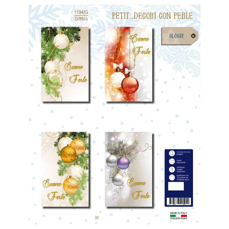 BIGLIETTO AUGURI PETIT 1194/G DECORI CON PERLE 4pz