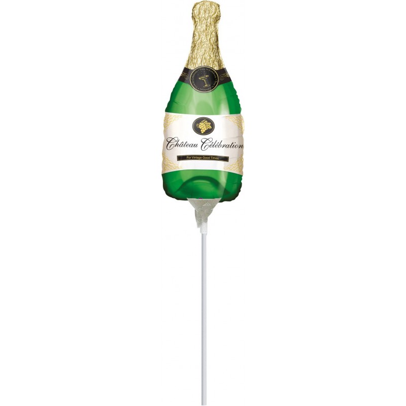 PALLONE MYLAR MINI SHAPE C/STECCO BOTTIGLIA CHAMPAGNE