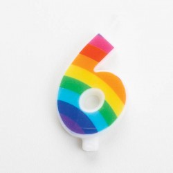 CANDELINA NUMERO 6 SCINTILLANTI RAINBOW 9,5cm