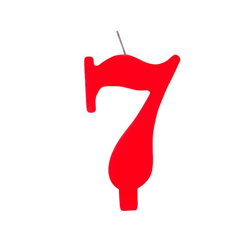 CANDELINA NUMERO 7 SCINTILLANTE  ROSSA 9,5cm