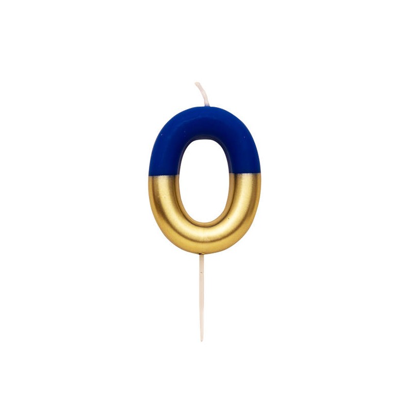 CANDELINA NUMERO 0 BLU/ORO 10,5cm