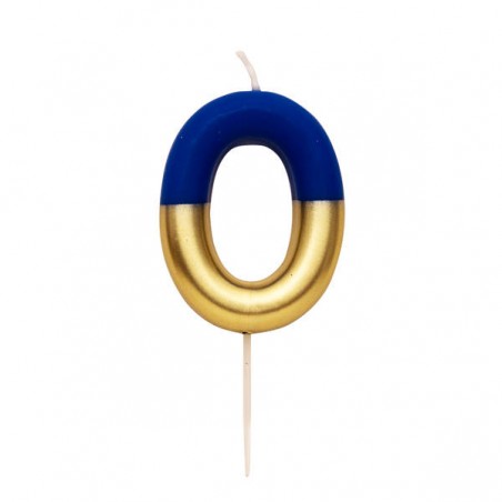 CANDELINA NUMERO 0 BLU/ORO 10,5cm