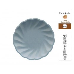 PIATTI PIANI CONCHIGLIA COMPOSTABILI TONDI ø23cm CELESTE 6pz