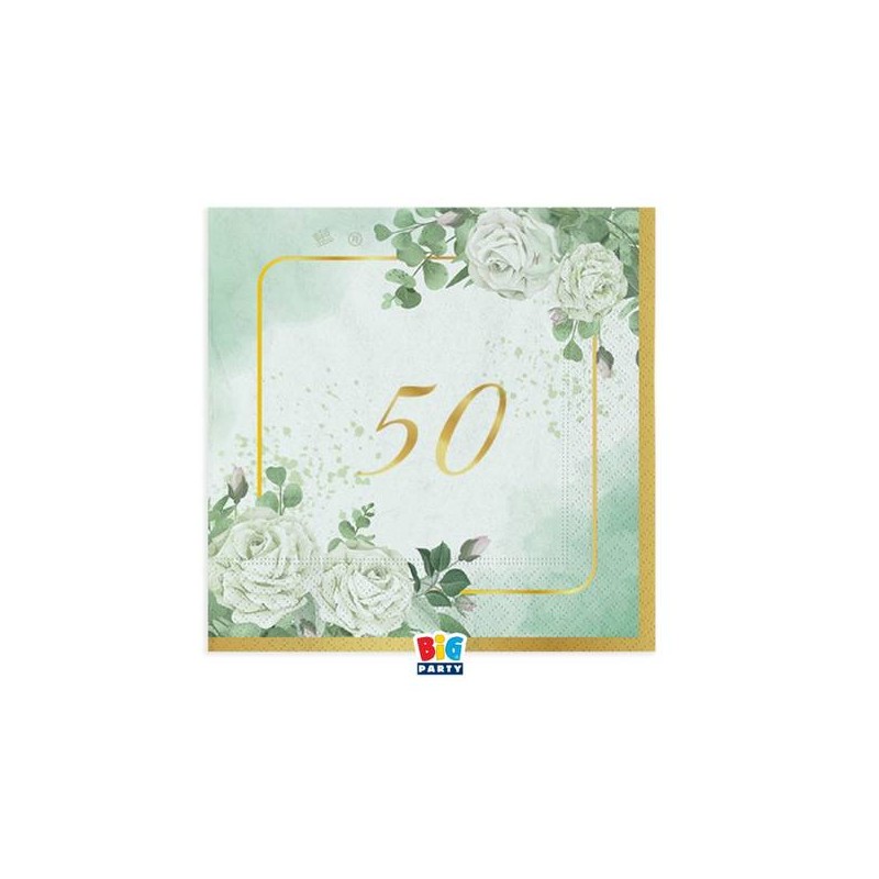 TOVAGLIOLI 25x25cm 50°ANNIVERSARIO ECUPALIPTO 16pz