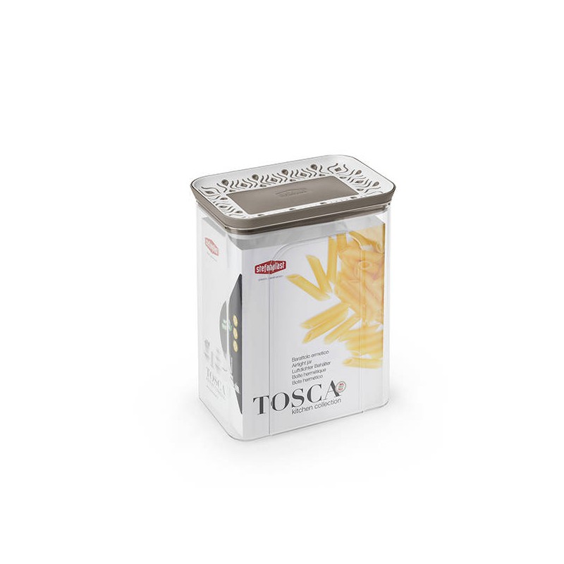 BARATTOLO ERMETICO TOSCA 2,2lt 10x15,5x19,5cm BIANCO/TORTORA