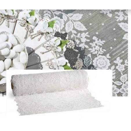 PIZZO VINILE BIANCO C/ROSA H.50 al mt