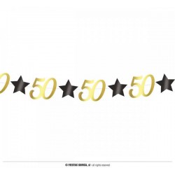 FESTONE COMPLEANNO STELLE ORO NERO 50anni 3mt