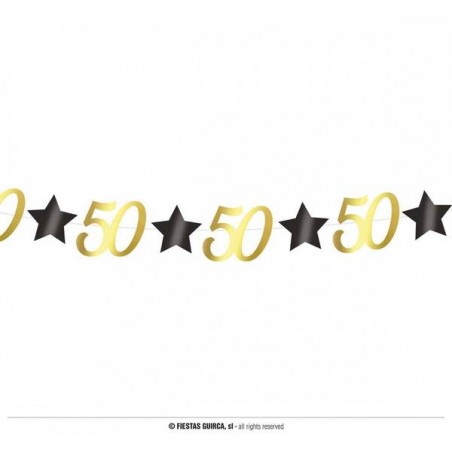 FESTONE COMPLEANNO STELLE ORO NERO 50anni 3mt