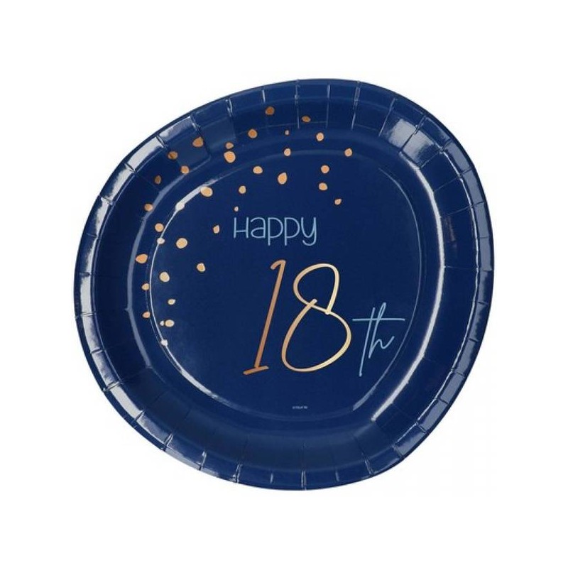 PIATTI CARTA 23cm 18 ANNI ELEGANT TRUE BLUE 8pz