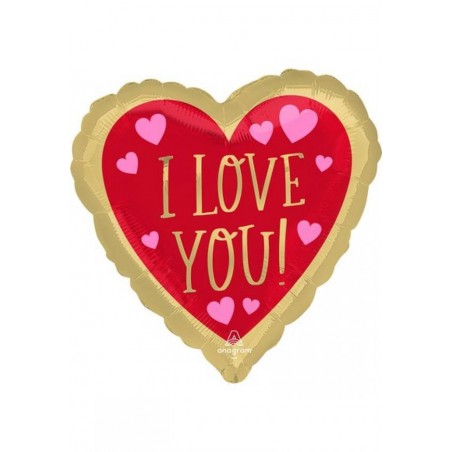 PALLONE MYLAR 42cm LOVE YOU RED&GOLD