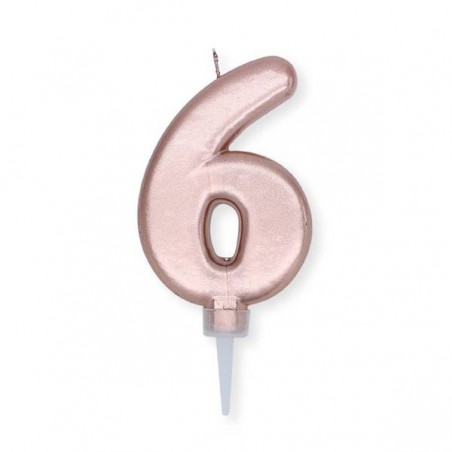CANDELINA NUMERO 6 ROSE GOLD METAL 10cm