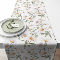 TABLERUNNER BEAUTIFUL DAISIES WHITE 40x150cm