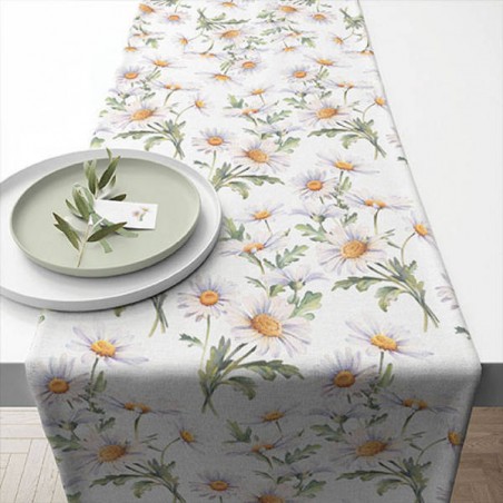 TABLERUNNER BEAUTIFUL DAISIES WHITE 40x150cm