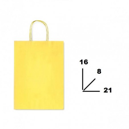 BORSA CARTA COLOR MIS.16+8x21cm GIALLO 757