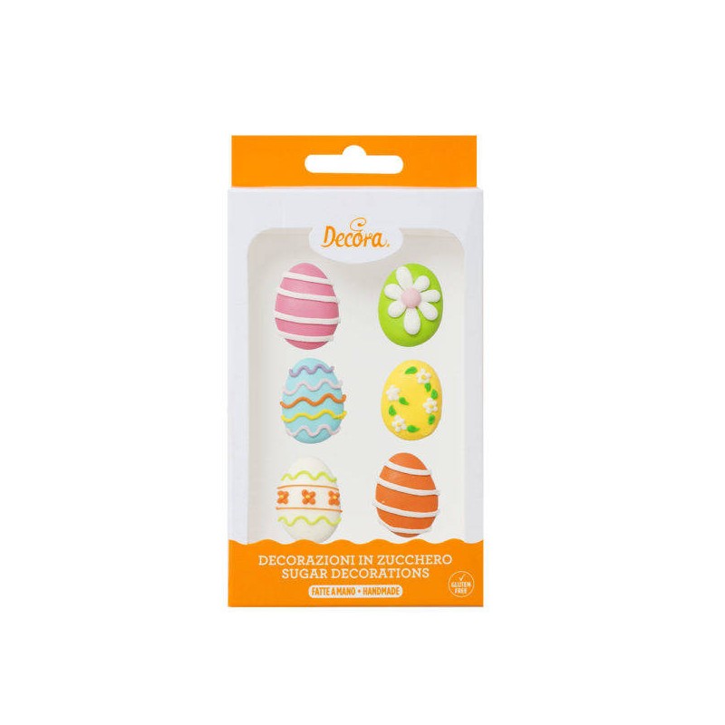 DECORAZIONI IN ZUCCHERO UOVA DI PASQUA 6pz