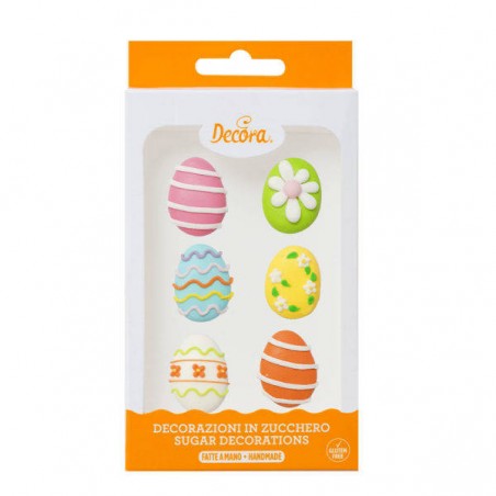 DECORAZIONI IN ZUCCHERO UOVA DI PASQUA 6pz