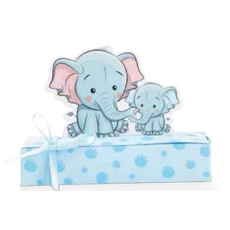 SCATOLA C/ELEFANTE MAMMA-BIMBO 10x3xH7,5cm 10pz