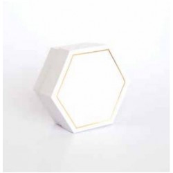 SCATOLA ESAGONALE C/DIVISORE INT. SEI SCOMPARTI 16x16x4cm ORO/BIANCO 5pz