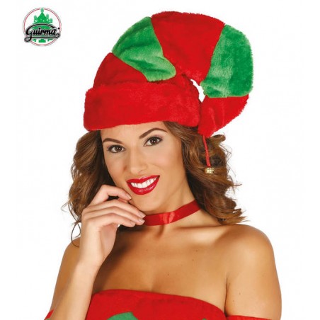 CAPPELLO PELOSO ELFO ROSSO-VERDE C/CAMPANELLO