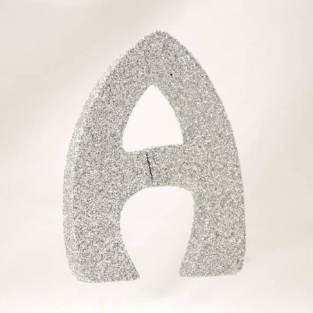 LETTERA POLISTIROLO GLITTER ARGENTO mm120x90 A