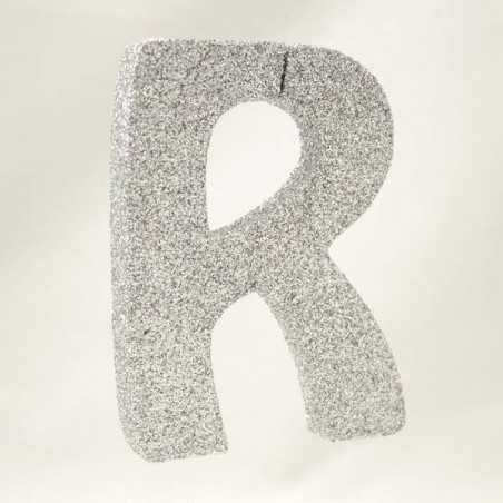 LETTERA POLISTIROLO GLITTER ARGENTO mm120x90 R