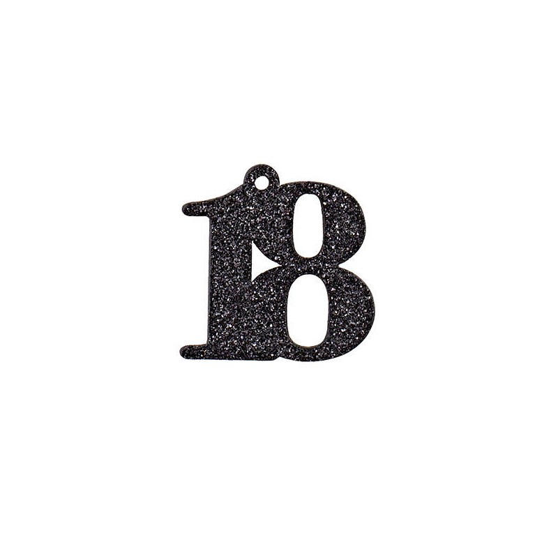 DECORAZIONE 18 LEGNO GLITTER NERO DA APPENDERE 3,5cm 12pz
