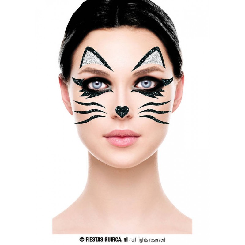 TATUAGGIO FACCIA GATTINA GLITTER 20x20cm