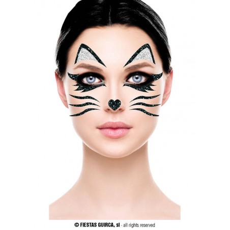 TATUAGGIO FACCIA GATTINA GLITTER 20x20cm