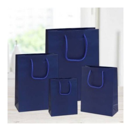 SHOPPER IN CARTA PLASTIFICATA OPACA 10+6,5x12cm BLU