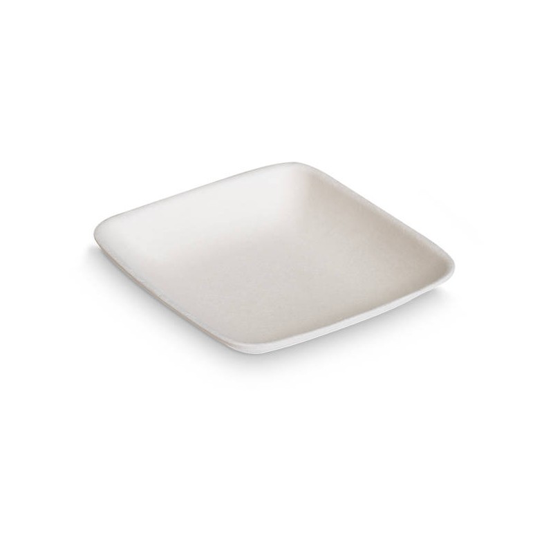 MINI PIATTINO QUADRATO POLPA 25ml 6,5x6,5cm 25pz BIO COMPOSTABILE