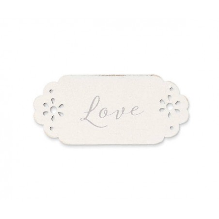 TAG FIORELLINI TRAFORATI LOVE 6cm 12pz