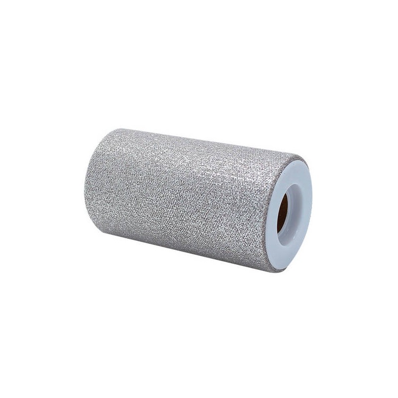 TULLE ROTOLO cm12,5x25mt SILVER GLITTER