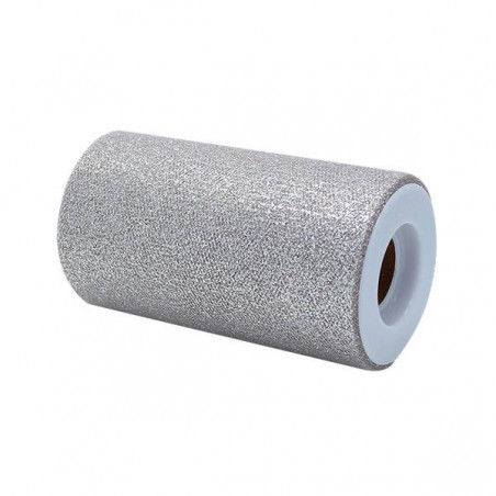 TULLE ROTOLO cm12,5x25mt SILVER GLITTER