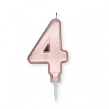 CANDELINA NUMERO 4 ROSE GOLD METAL 10cm
