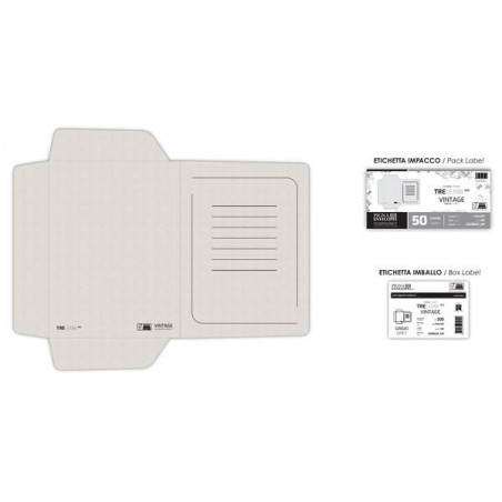 CARTELLA PORTADOCUMENTI ECO 3 LEMBI 245x330mm 180gr VINTAGE GRIGIO FSC 50pz