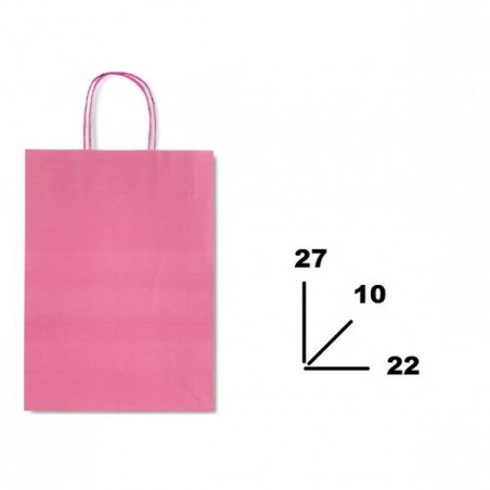 BORSA CARTA COLOR MIS.22+10x27cm ROSA 722