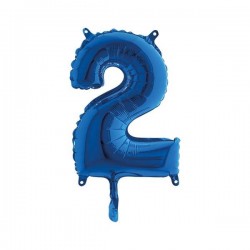 PALLONE NUMERO 2 MYLAR 14 36cm BLU
