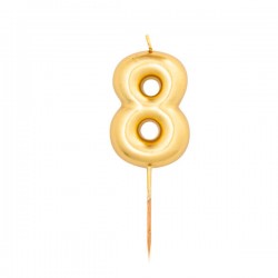 CANDELINA NUMERO 8 METAL ORO 8cm