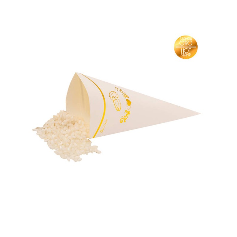 CONI CARTA WEDDING STAMPA ORO 7x13cm 10pz