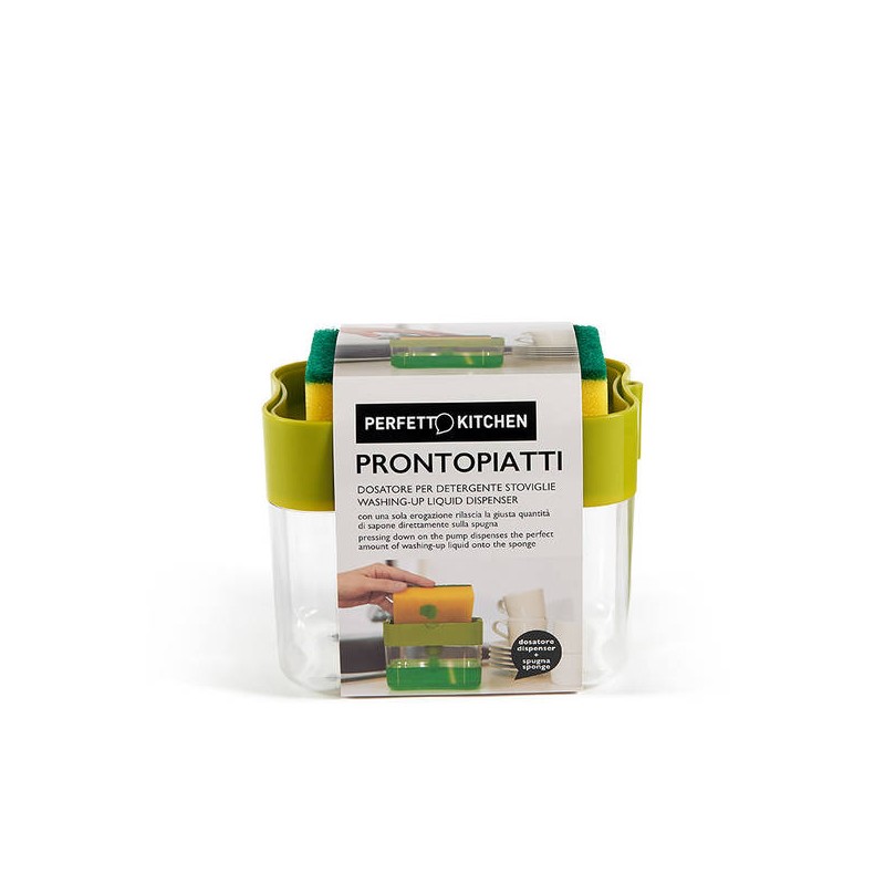 DISPENSER DETERSIVO PIATTI CON SPUGNA ABRASIVA